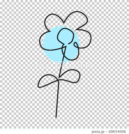 一筆劃的花線圖插畫素材 89654006