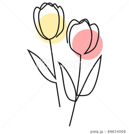 一筆書きで描いたチューリップ　線画のイラスト素材 89654008