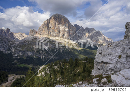 A view of Tofana massif in the Dolomites. 89656705