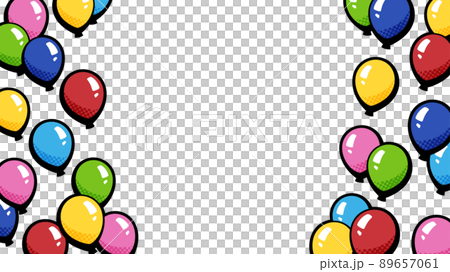 アメコミ風のバルーンリリースの背景_風船飛ばしのフレーム_16:9 89657061