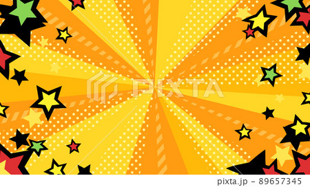 集中線と星のフレーム_イラスト_アメコミ風_黄色_16:9 89657345