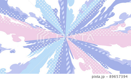 上から見た着地の煙のエフェクトと集中線の背景_アメコミ風_16:9 89657394