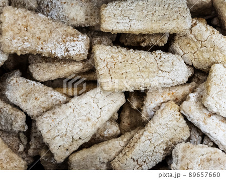 Frozen fishcakes in the refrigerator in the store Frozen fishcakes in the refrigerator in the store 89657660