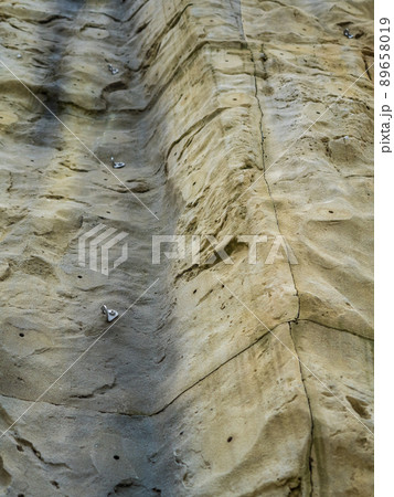 Cliff with iron mounts for rock climbers training Cliff with iron mounts for rock climbers training 89658019