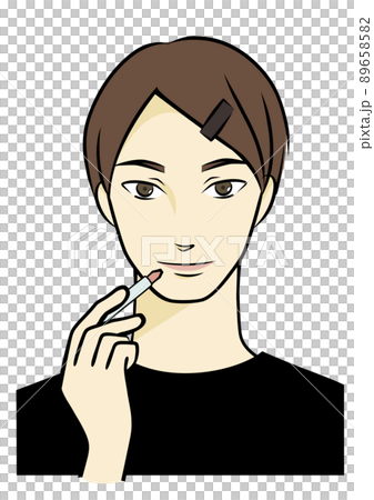 一個男人化妝的手繪插圖(唇膏、口紅) 一個男人化妝的手繪插圖(唇膏、口紅) 89658582