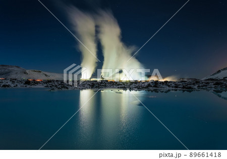 Renewable energy sources. Thermal power plant in Iceland. Clean energy.  89661418