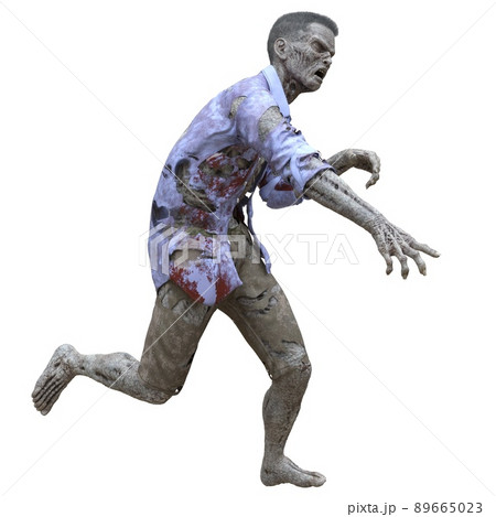 Zombie male isolated white background 3d illustration 89665023