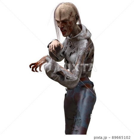 Zombie girl isolated white background 3d illustration Zombie girl isolated white background 3d illustration 89665102