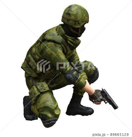 Soldier with a machine gun isolated white background 3d illustration Soldier with a machine gun isolated white background 3d illustration 89665129
