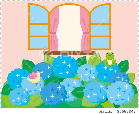 Hydrangea window side vector illustration Hydrangea window side vector illustration 89665843