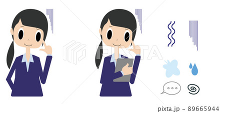 苦笑いして困っている会社員のイラスト素材