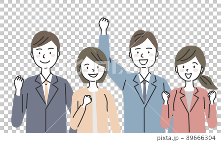 4 men and women in suits doing guts poses 89666304