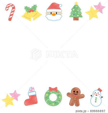 クリスマスイラスト　鉛筆画風　フレーム 89666897