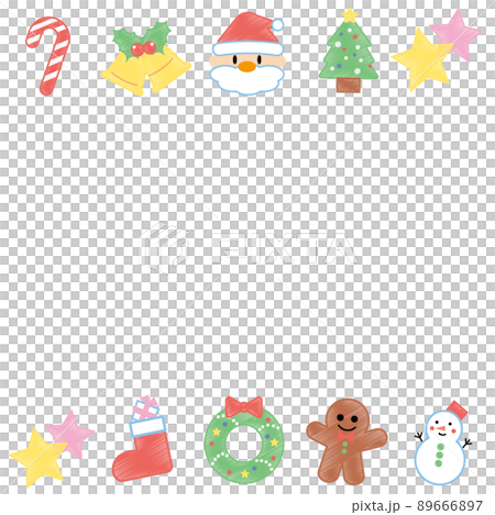クリスマスイラスト　鉛筆画風　フレーム 89666897