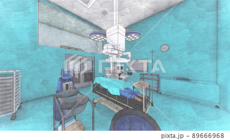 病院　手術室　人なし　イラスト　CG 89666968