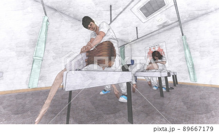 整骨院　整体師　マッサージ　人あり  イラスト　CG 89667179