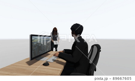 オフィス 退職届 女性 イラスト CG オフィス 退職届 女性 イラスト CG 89667605