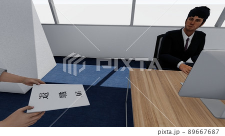 オフィス 退職届 女性 イラスト CG オフィス 退職届 女性 イラスト CG 89667687