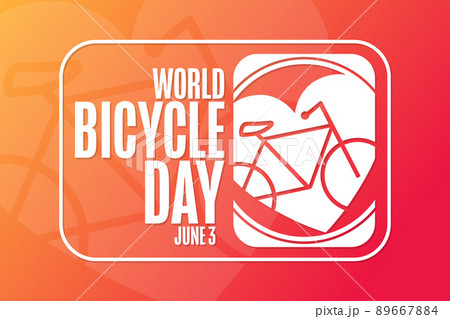 World Bicycle Day. June 3. Holiday concept. Template for background, banner, card, poster with text 89667884