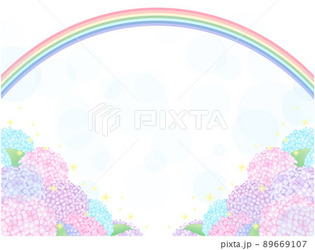 あじさいの背景 カラフル 虹 白背景 のイラスト素材