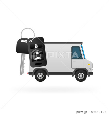 Flat truck with key icon on white background. Mockup template vector illustration 89669196