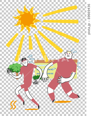 在烈日下奔跑的男學生或運動員插圖素材 89669436