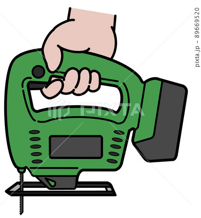 手で電動ジグゾーを持つイラスト 89669520