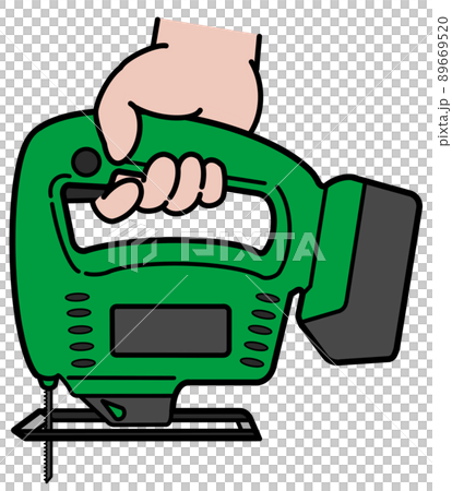 手で電動ジグゾーを持つイラスト 89669520