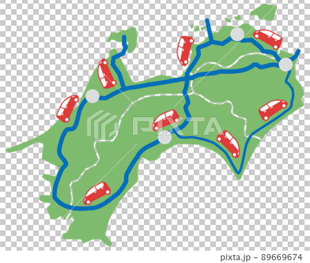 四国の主要道路と自動車 89669674