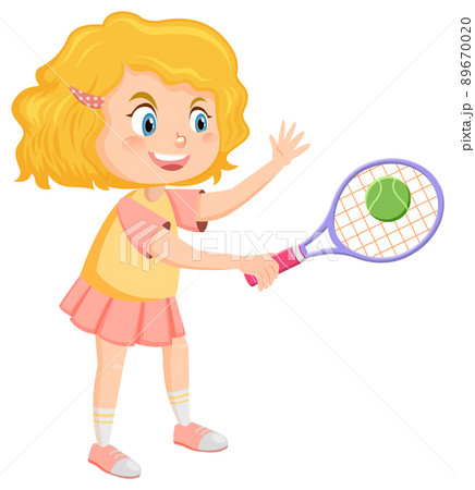 Cute girl tennis player cartoon 89670020