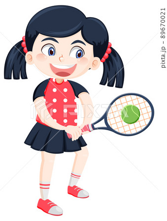 Cute girl tennis player cartoon 89670021