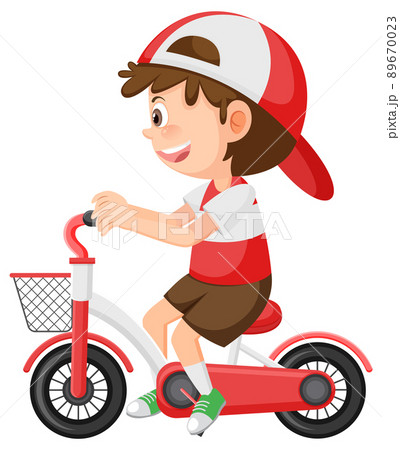 Little boy ride a bicycle isolated 89670023