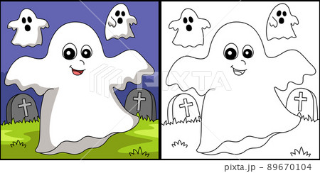 Ghost Halloween Coloring Page Illustration Ghost Halloween Coloring Page Illustration 89670104