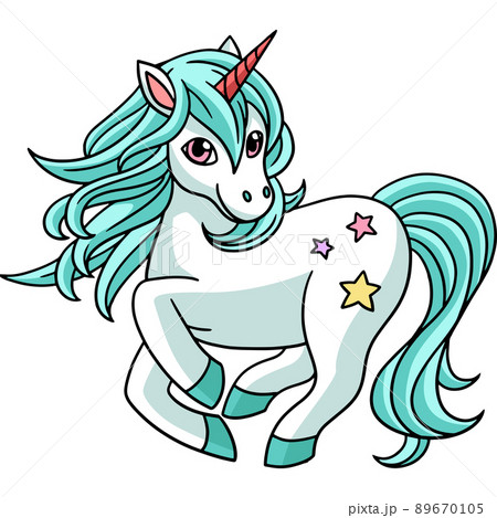 Unicorn Standing Cartoon Colored Clipart 89670105