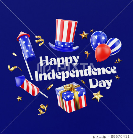 Happy Independence Day 3D rendered illustration for 4th of July patriotic poster or card design 89670411