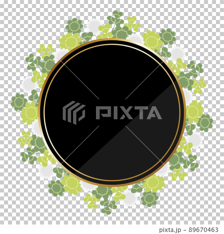 豪華圓形框架和三葉草黑色和金色 89670463