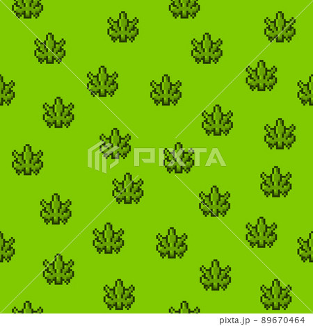 Cannabis leaves pixel art cartoon game style seamless pattern. 89670464