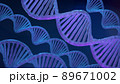Blue DNA structure of blue light on dark background 3D illustration 89671002