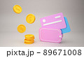 Golden coins money and credit cards 3d illustration 3D Render 89671008