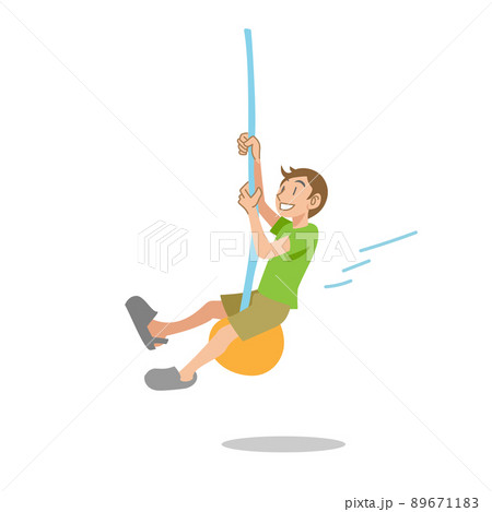 ターザンロープで遊ぶ子供のイラスト素材 6711