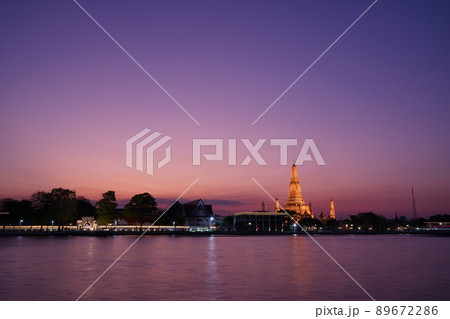 View of Wat Arun and Chao Phraya River in Bangkok View of Wat Arun and Chao Phraya River in Bangkok 89672286