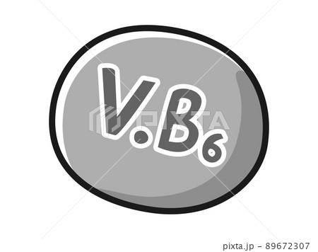 ビタミンB6のイメージイラスト(白黒) ビタミンB6のイメージイラスト(白黒) 89672307