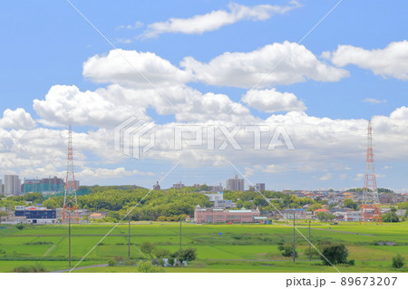 田園風景が広がる街(愛知県 日進市) 田園風景が広がる街(愛知県 日進市) 89673207