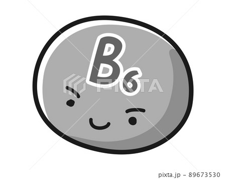 ビタミンB6のキャラクターのイラスト（白黒） 89673530