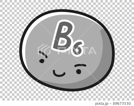 Vitamin B6 character illustration (black and white) 89673530