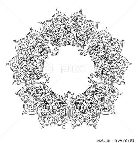 Interlacing circular abstract ornament in the medieval, 89673591