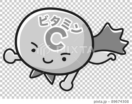 Vitamin C hero character illustration (black and white) Vitamin C hero character illustration (black and white) 89674308