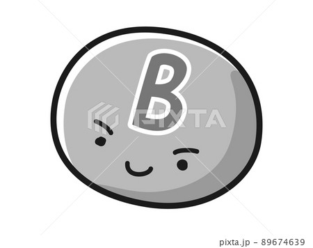 Bのキャラクター(ビタミンB、ビオチンなど)白黒 89674639