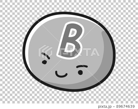 Bのキャラクター(ビタミンB、ビオチンなど)白黒 89674639