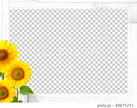 Sunflower and wooden frame 89675251